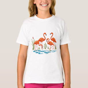 Beautiful flamingos in lake T-Shirt