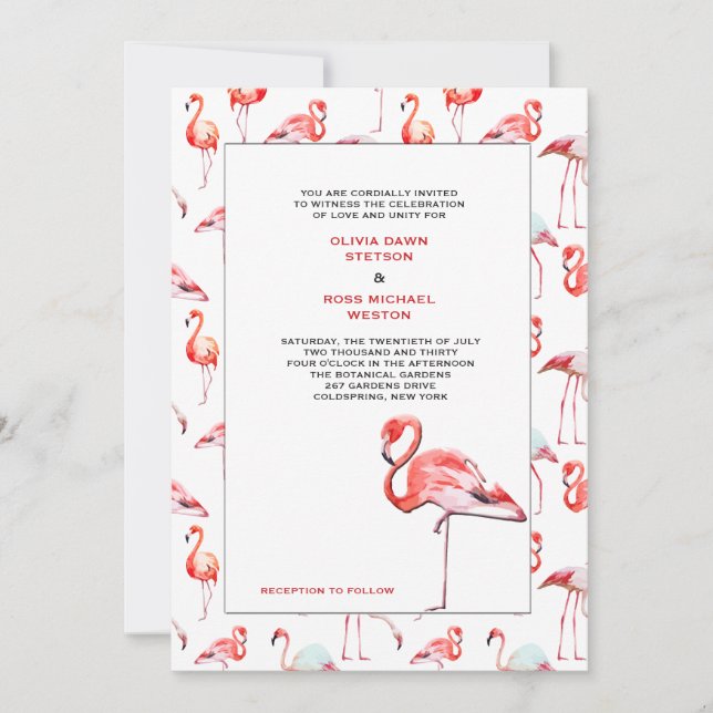Beautiful Flamingos Wedding Invitation (Front)