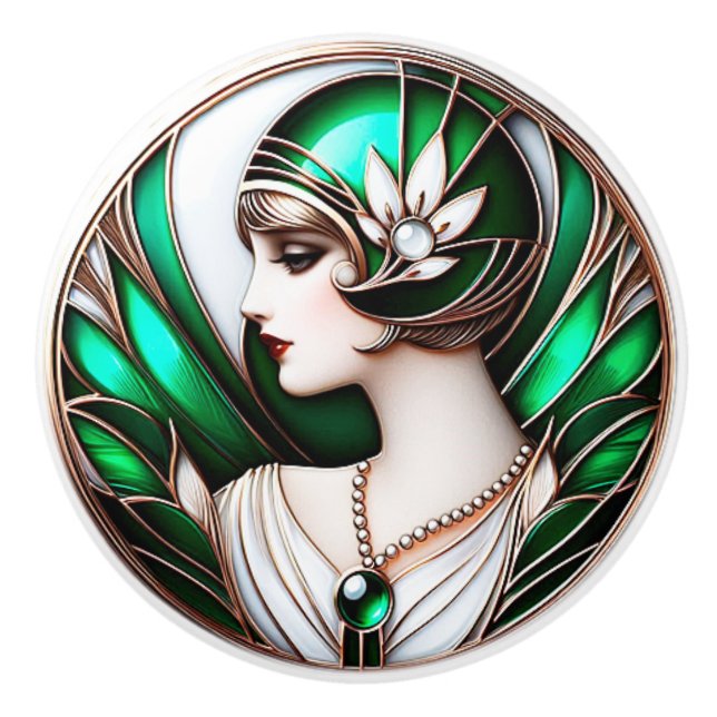 Beautiful Flapper design Ceramic Knob (Front)