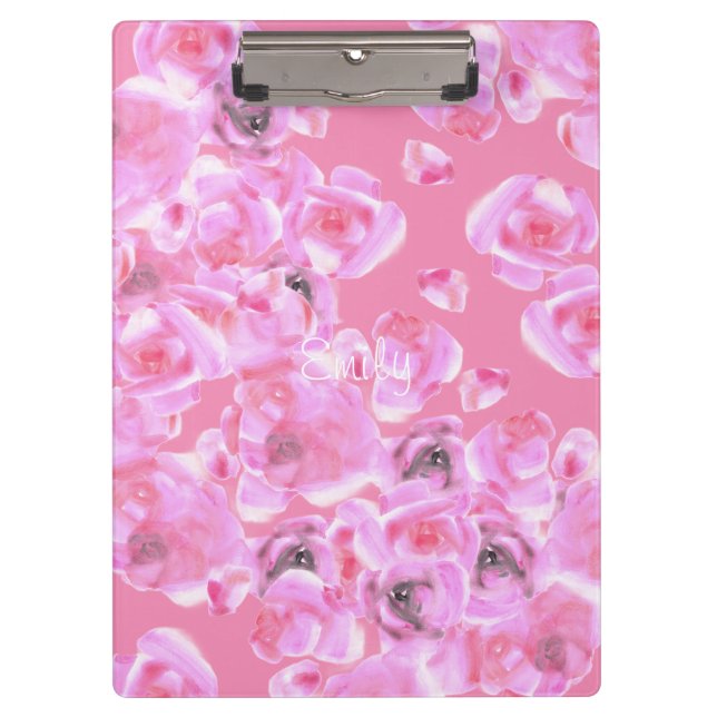 Beautiful Floating Pink Roses Personalised Clipboard (Front)