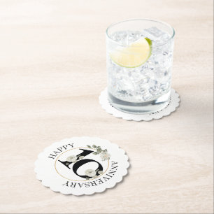 Beautiful Floral 10th ANNIVERSARY Paper Coaster
