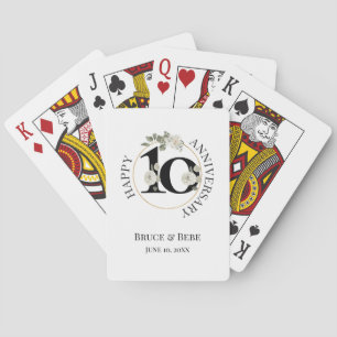 Beautiful Floral 10th ANNIVERSARY Playing Cards