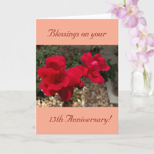 Beautiful, Floral, 15th Anniversary Card