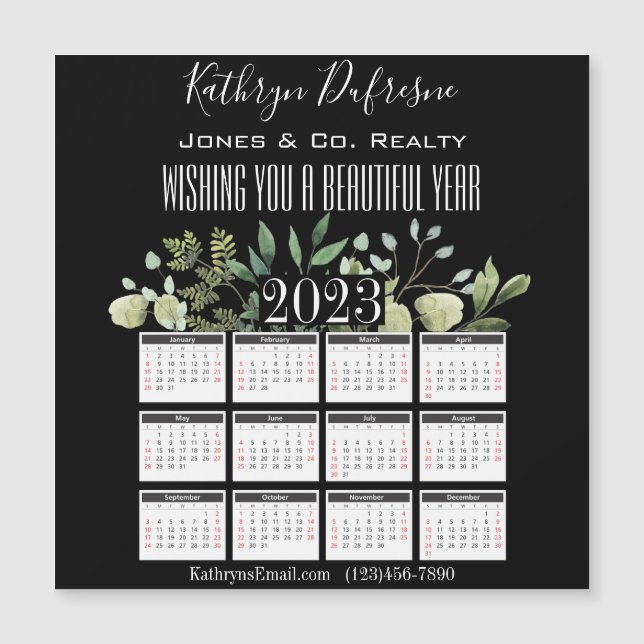 Beautiful Floral 2023 Personalised Magnet (Front)