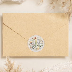 Beautiful Floral 70s Retro Peace Sign Classic Round Sticker