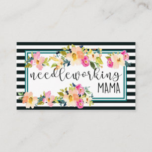 Beautiful floral and stripe 2 sided business card