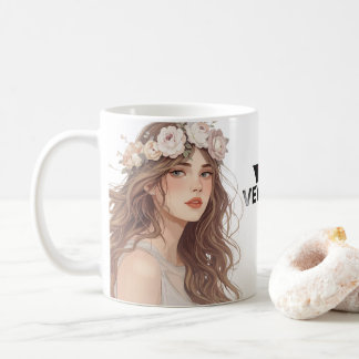 Beautiful Floral Anime Girl – Soft Pastel Aesthe Coffee Mug
