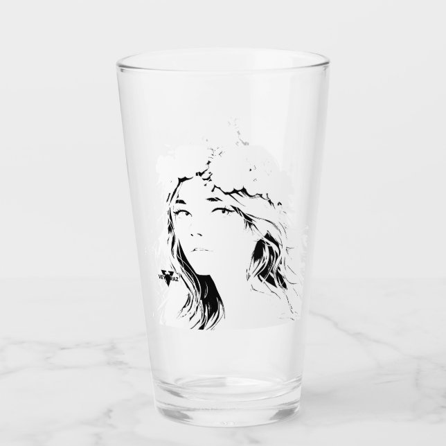 Beautiful Floral Anime Girl – Soft Pastel Aesthe Glass (Front)