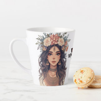 Beautiful Floral Anime Girl – Soft Pastel Aesthe Latte Mug