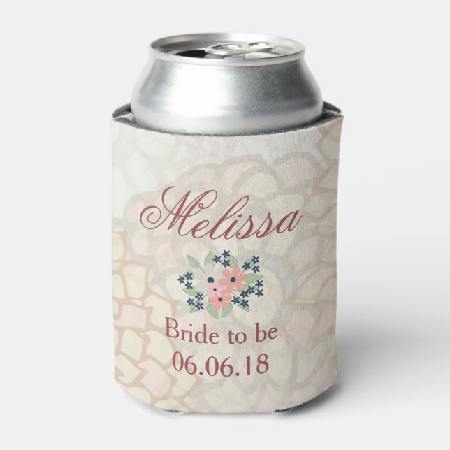 Beautiful Floral art bridal shower Can Cooler (Can Front)