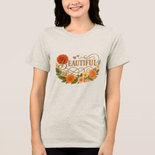 Beautiful Floral Art   Positive Embroidered tshirt