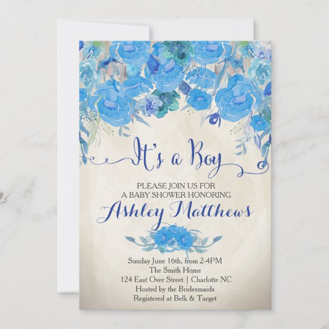 Beautiful Floral Baby Shower Invitation, Baby Invitation (Front)