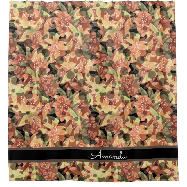 Beautiful, floral background, elegant, autumn shower curtain (Front)