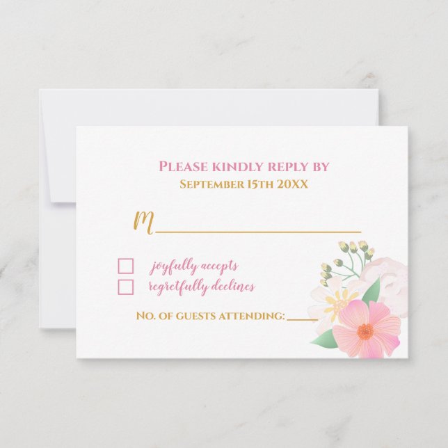 Beautiful Floral Ballerina Baby Shower RSVP Card (Front)