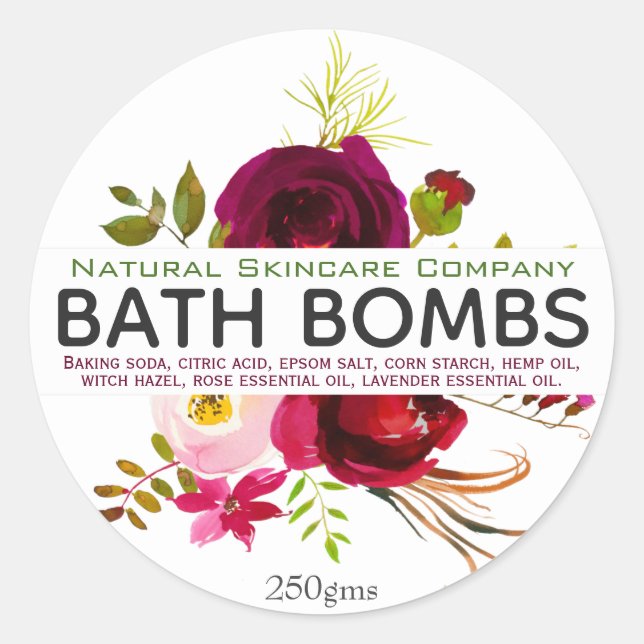 Beautiful Floral Bath Bomb Classic Round Sticker (Front)