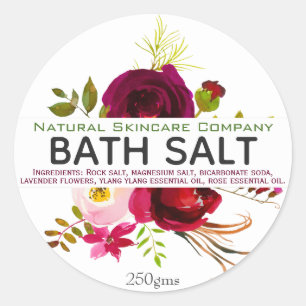 Beautiful Floral Bath Salt Classic Round Sticker