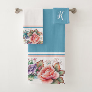 Beautiful Floral Bath Towel Set