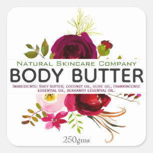 Beautiful Floral Body Butter Square Sticker