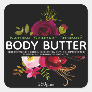 Beautiful Floral Body Butter Square Sticker