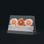 Beautiful Floral Bouquet Orange Dahlias Birthday Card<br><div class="desc">Three beautiful coral pink and orange dahlia flowers against a dark grey colour background. The birthday greeting text uses an attractive script typography font over a translucent white ribbon. The flowers cover the front of this card which can be used as a thank you card, a birthday card, or any...</div>