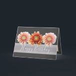 Beautiful Floral Bouquet Orange Dahlias Birthday Card<br><div class="desc">Three beautiful coral pink and orange dahlia flowers against a dark grey colour background. The birthday greeting text uses an attractive script typography font over a translucent white ribbon. The flowers cover the front of this card which can be used as a thank you card, a birthday card, or any...</div>