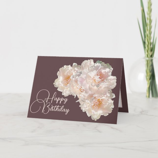 Beautiful Floral Bouquet Pink Peonies Birthday  Card (Front)