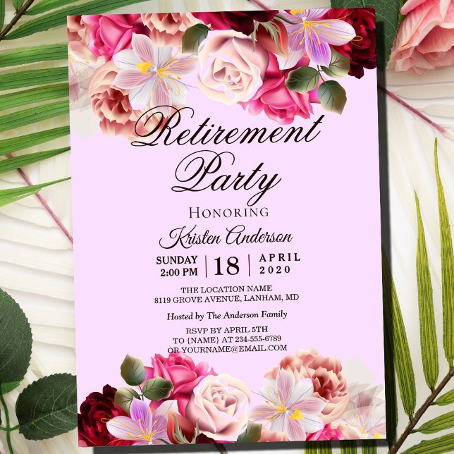 Beautiful Floral Bouquet Retirement Party  Invitation (Creator Uploaded)