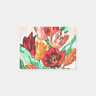 Beautiful Floral Bouquet Tulips Black Outline Art Post-it Notes