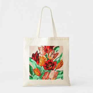 Beautiful Floral Bouquet Tulips Black Outline Art Tote Bag