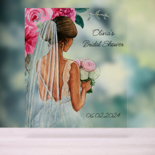 beautiful floral bridal shower acrylic sign