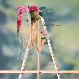 beautiful floral bridal shower acrylic sign