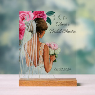 beautiful floral bridal shower acrylic sign