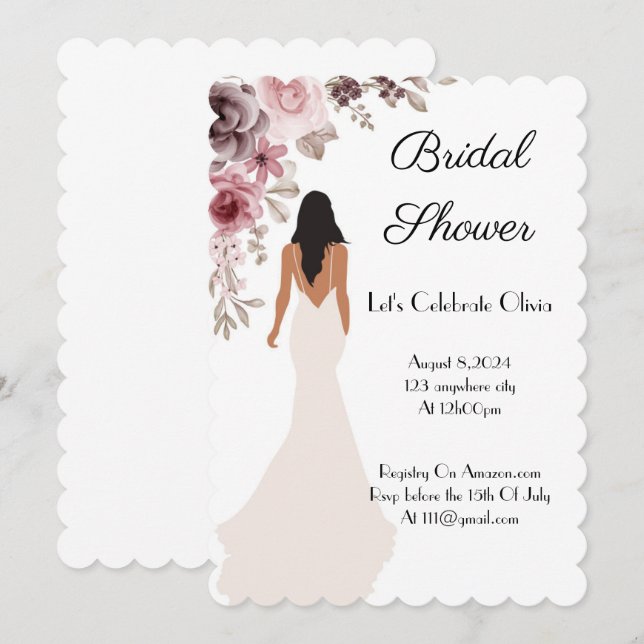 beautiful floral bridal shower invitation (Front/Back)