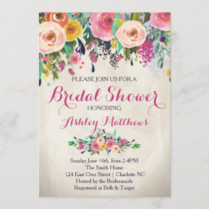 Beautiful Floral Bridal Shower Invitation, Baby Invitation