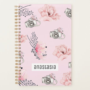 Beautiful Floral Camera Light Pink Planner
