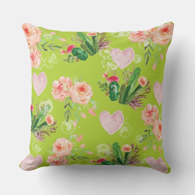 Beautiful Floral chick Cactus Cushion (Front)