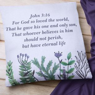Beautiful Floral Christian Bible Verse Purple Cushion