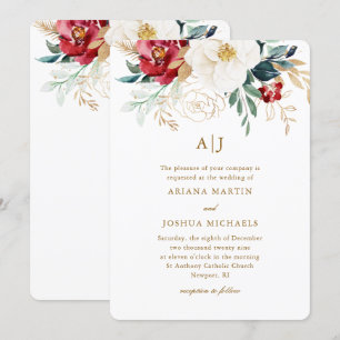 Beautiful Floral Christmas Wedding Invitation