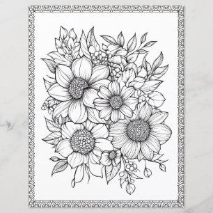 Beautiful Floral Colouring Page Scrapbook Paper