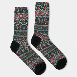 Beautiful Floral Cross Stitch Embroidery Pattern Socks