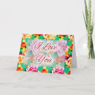 Beautiful Floral D7 I Love You Greeting Card