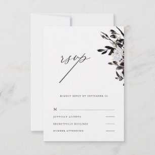 Beautiful Floral Dark Purple Wedding Rsvp