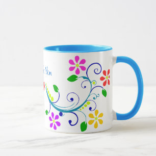 Beautiful Floral Design and Charming Heart To Mum Mug
