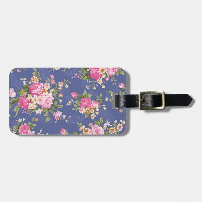 Beautiful floral design luggage tag (Front Horizontal)