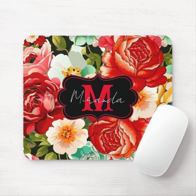 Beautiful Floral Design - Personalise Mouse Mat (With Mouse)