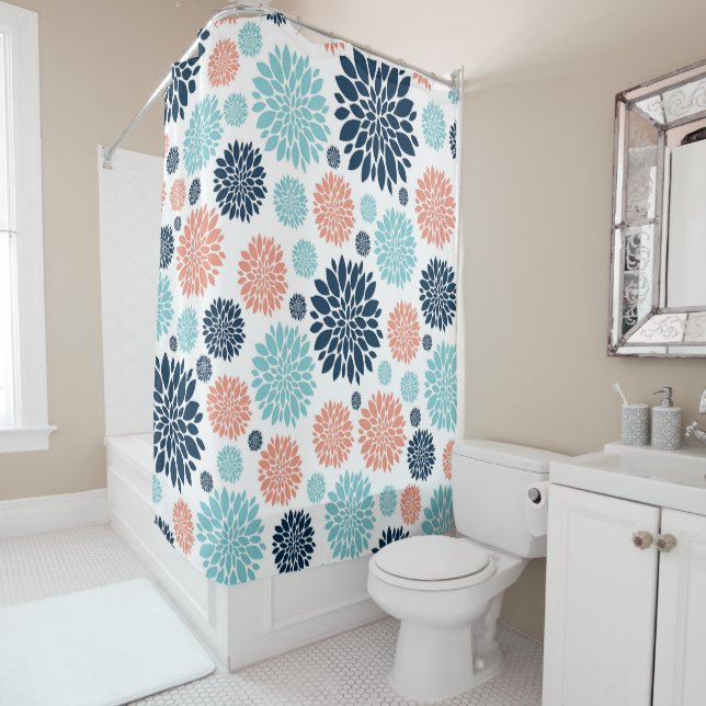 Beautiful Floral Design Shower Curtain (In Situ)