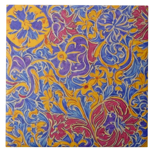 Beautiful Floral Design  Tile (Front)