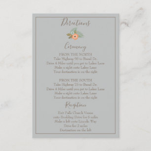 Beautiful Floral Directions Enclosure Card