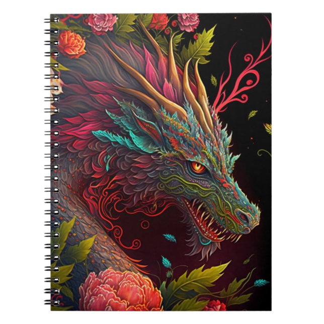 Beautiful Floral Dragon Notebook (Front)
