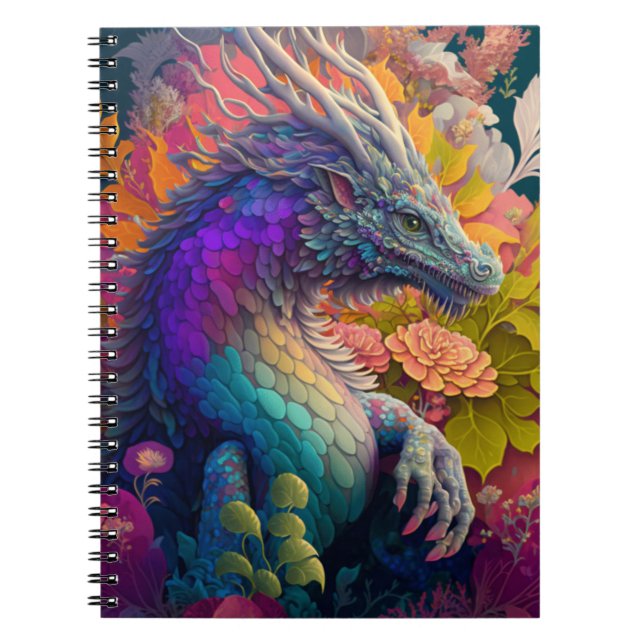 Beautiful Floral Dragon Notebook (Front)